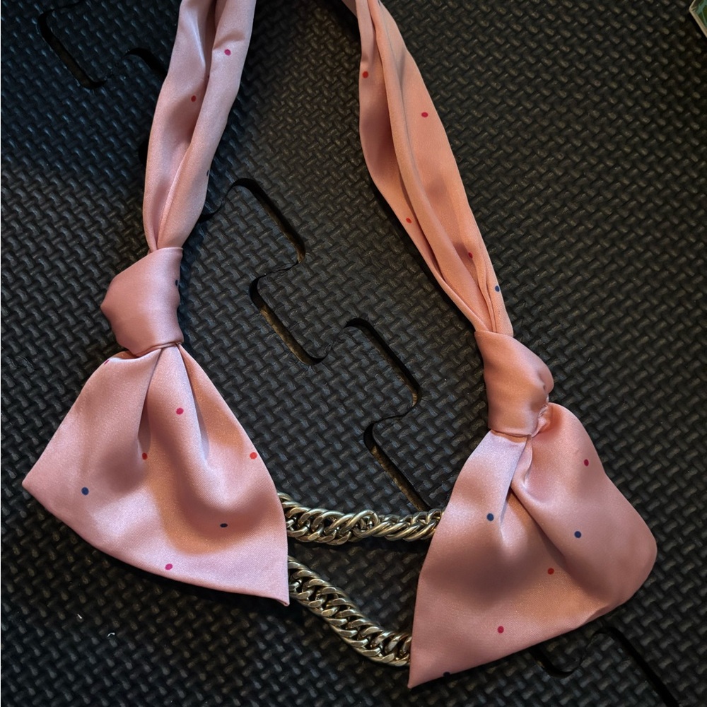 Elegant Pink Polka Dot Scarf Necklace